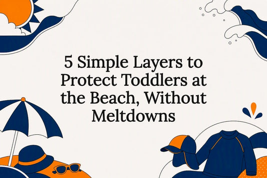 Illustrated toddler beach protection title card