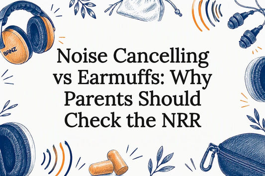 Sketch of earmuffs and sound waves