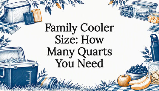 Hand-drawn cooler sizing objects frame the title
