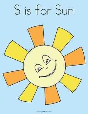 S is for Sun Coloring Page and Sun Safety