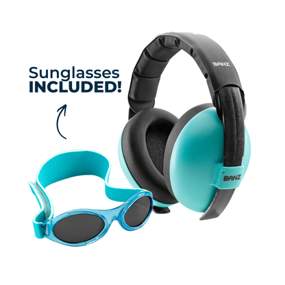 Baby Hearing Protection Earmuffs & Wrap Around Sunglasses Combo Set