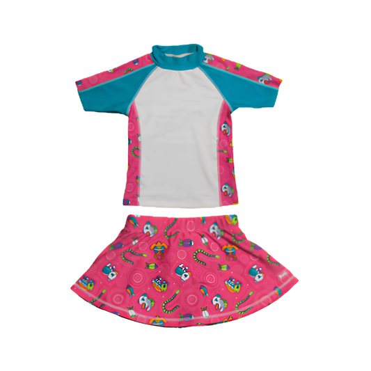 Conjunto de lycra de manga corta para niñas 2-6