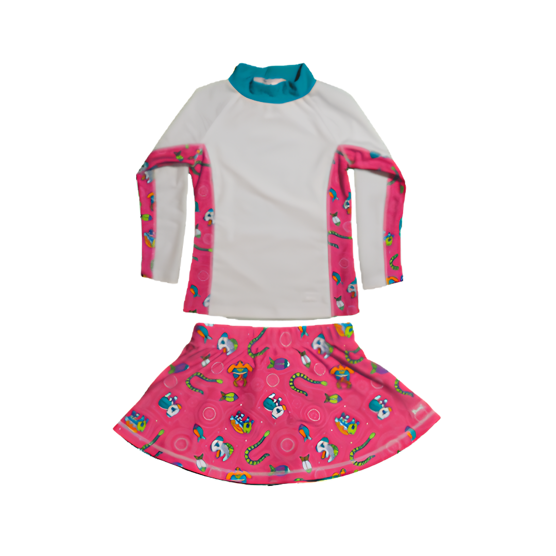 Conjunto de Rashguard de manga comprida para meninas 2