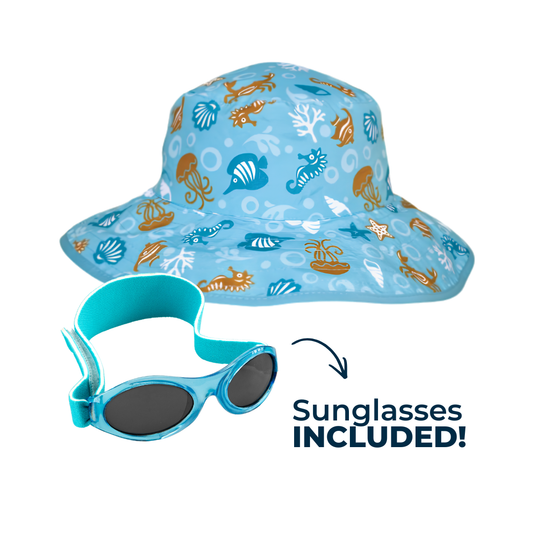 Mix and Match Baby Wrap Around Sunglasses and Bucket Hat Combo Gift Set