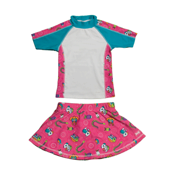 Conjunto Rashguard de manga curta para meninas 2-6