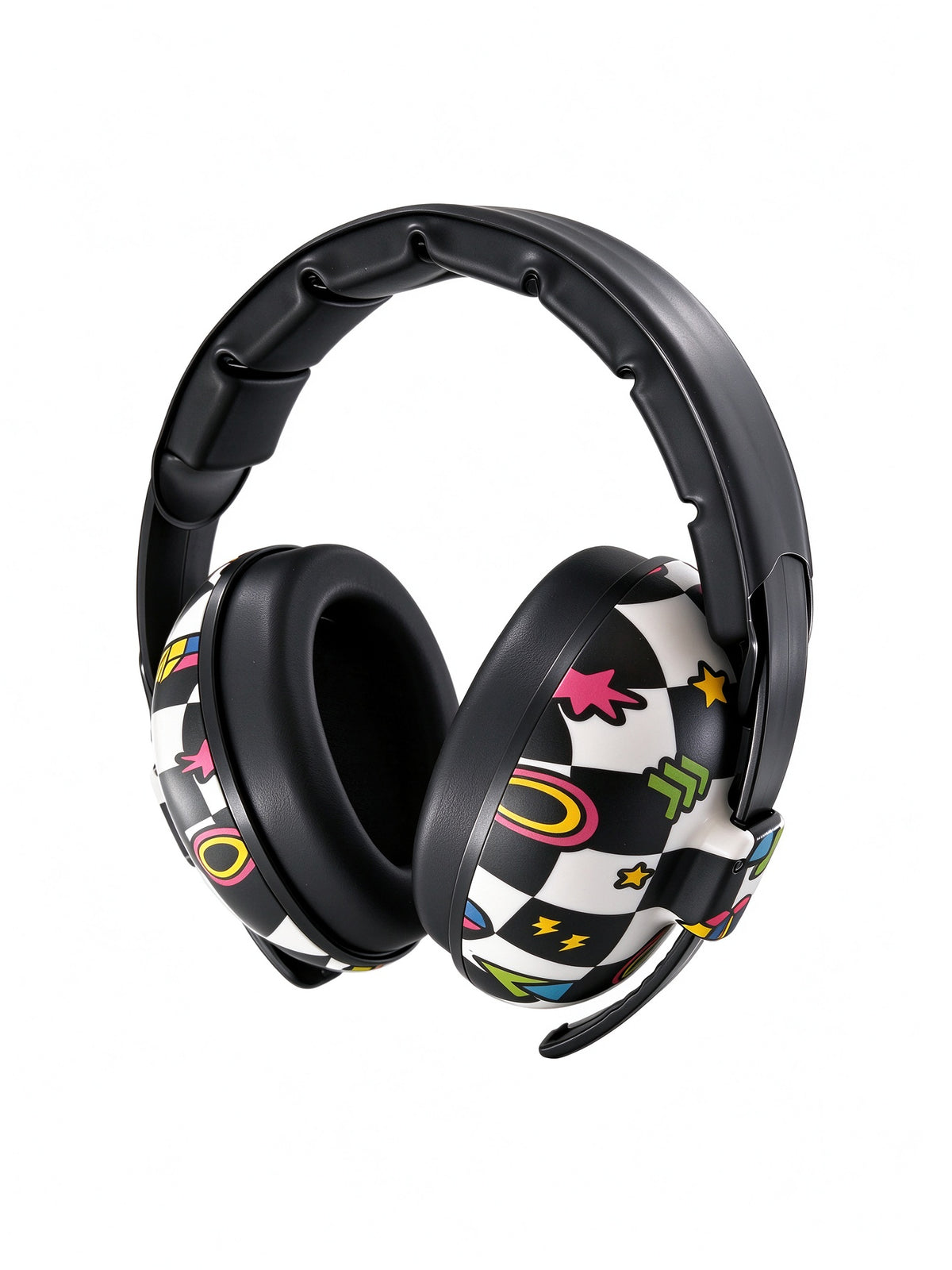 BANZ baby earmuffs Pop Grid print, side view