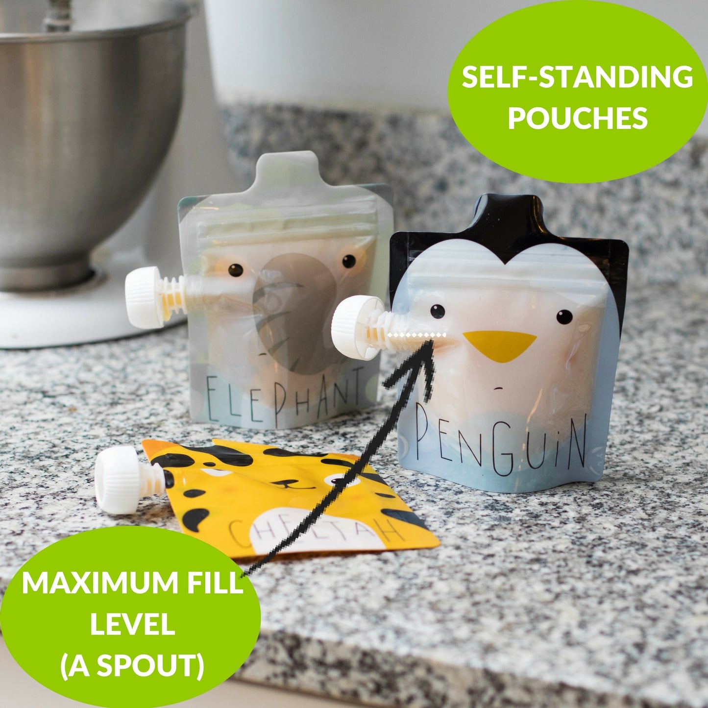 Squeeze Meals® Reusable Food Pouches - Zoo