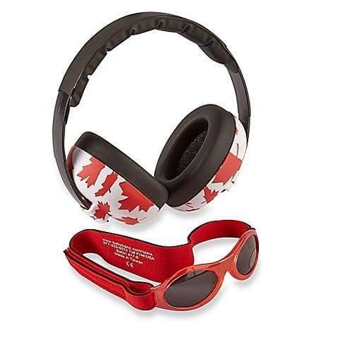 BANZ Hearing Protection Baby Earmuffs & Sunglasses Combo Set Maple Leaf