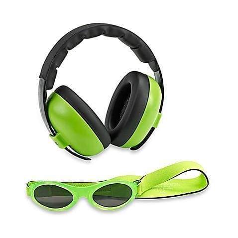 Baby BANZ earmuffs and sunglasses gift set in Lime Green