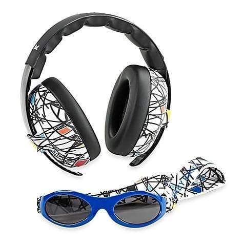 BANZ Hearing Protection Baby Earmuffs & Sunglasses Combo Set Sticks & Stones