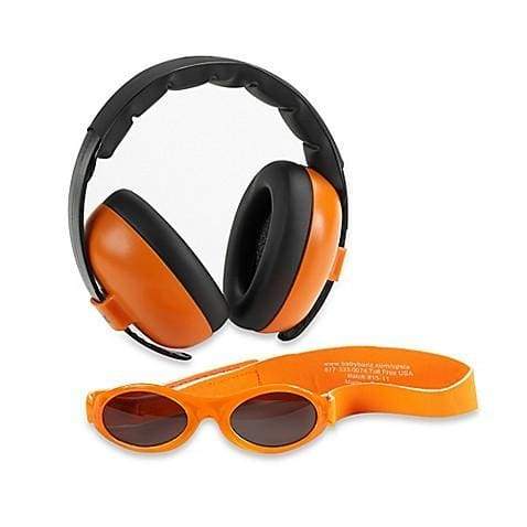 BANZ Hearing Protection Baby Earmuffs & Sunglasses Combo Set Tangerine