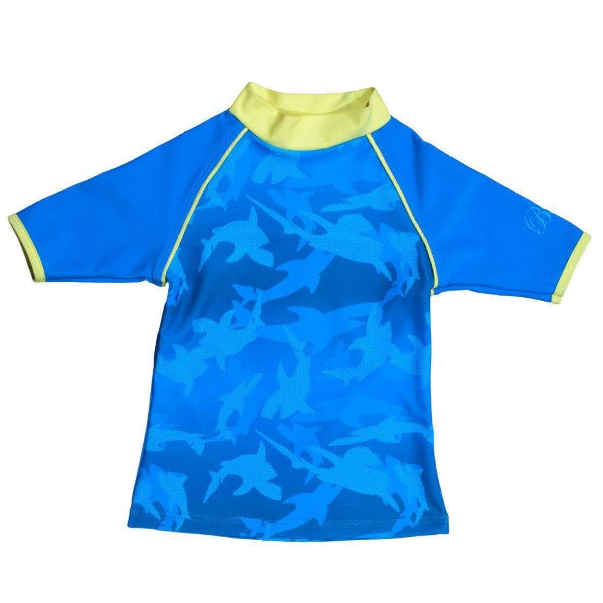 Kids Safety Yellow Swim Shirt  Shark Youth Long Sleeve Sun Shirt