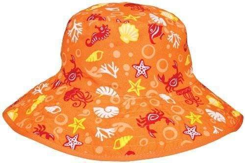 BANZ Sun Hat Childrens Sun Hats - Reversible Patterns Orange Tide / 2-5 Years