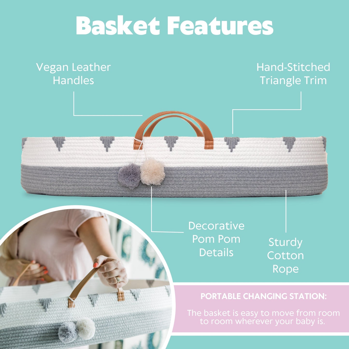 VESTA Cotton Rope Baby Changing Basket Set